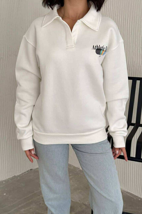 ONE COLOR ATHLETIC WOMEN SWEATSHIRT WHITE-E BARDHE - 2