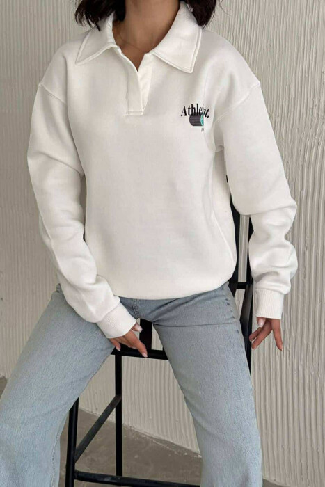 ONE COLOR ATHLETIC WOMEN SWEATSHIRT WHITE-E BARDHE - 4