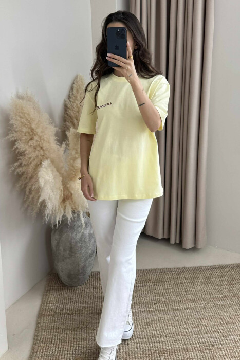 ONE COLOR BACK IMAGE ONE COLOR WOMEN T-SHIRT YELLOW/E VERDHE 