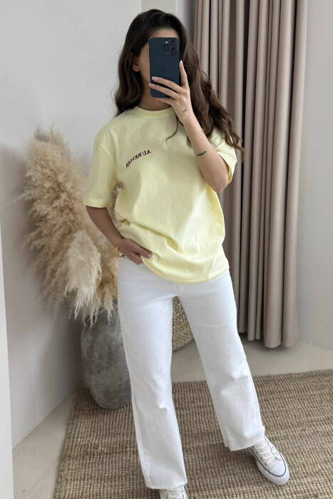 ONE COLOR BACK IMAGE ONE COLOR WOMEN T-SHIRT YELLOW/E VERDHE - 2