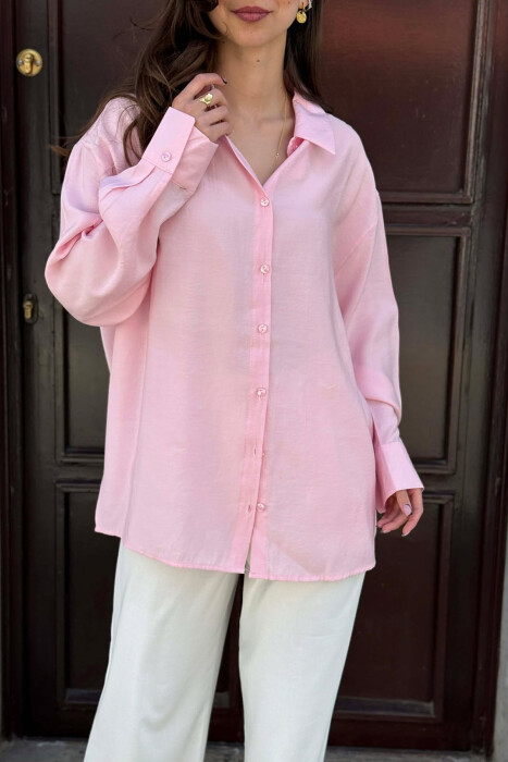 ONE COLOR BACK LACING DEIAILS WOMAN SHIRT PINK/ROZE - 2