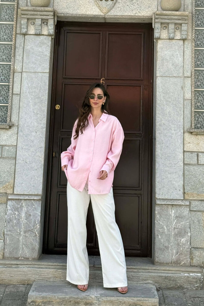 ONE COLOR BACK LACING DEIAILS WOMAN SHIRT PINK/ROZE - 4