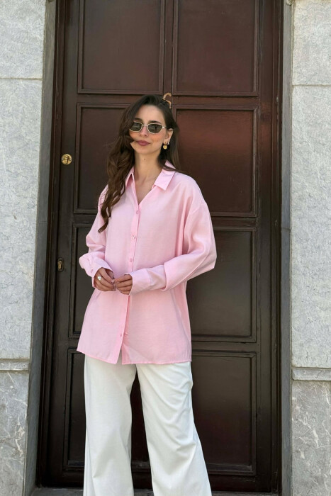 ONE COLOR BACK LACING DEIAILS WOMAN SHIRT PINK/ROZE - 6