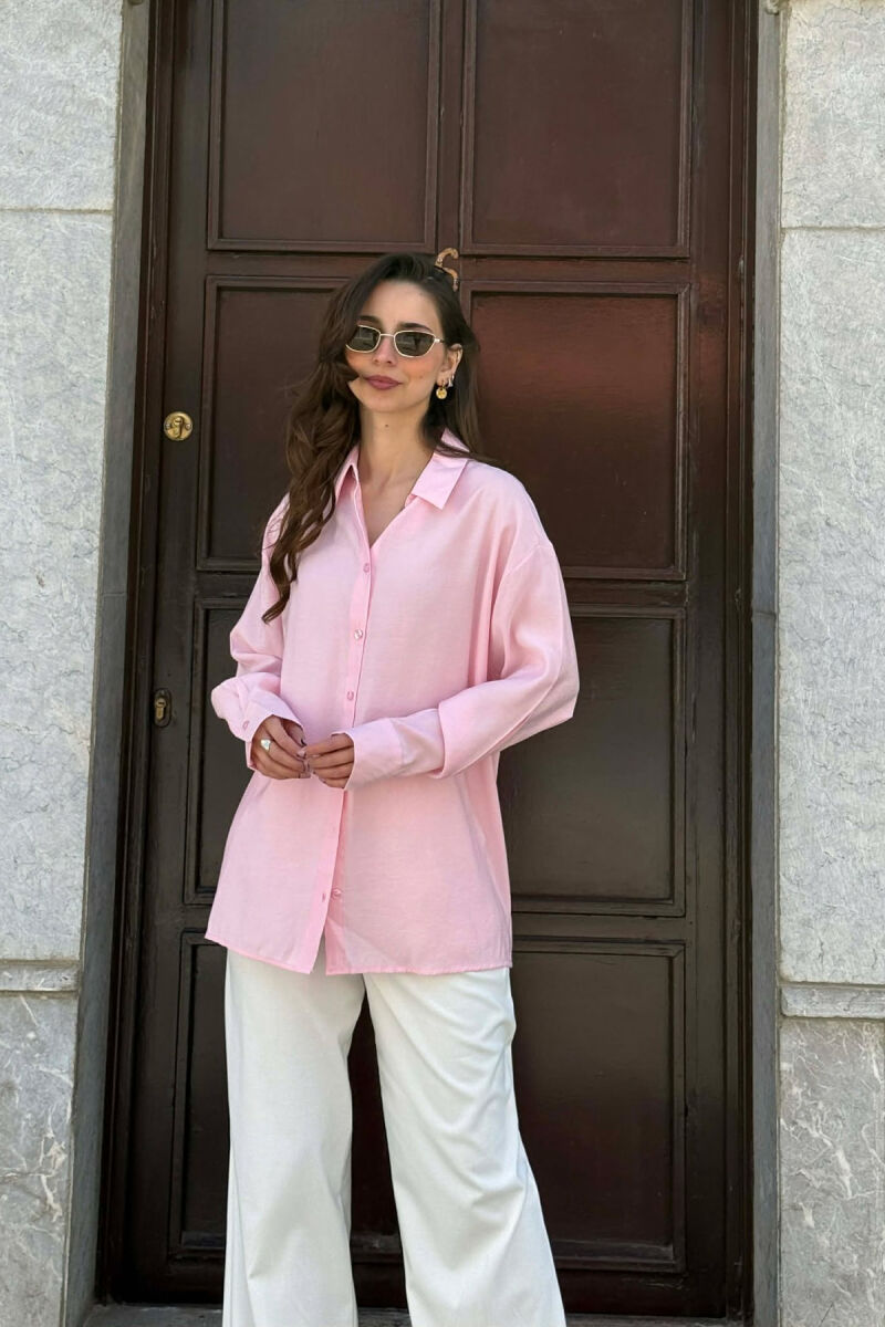 ONE COLOR BACK LACING DEIAILS WOMAN SHIRT PINK/ROZE - 6