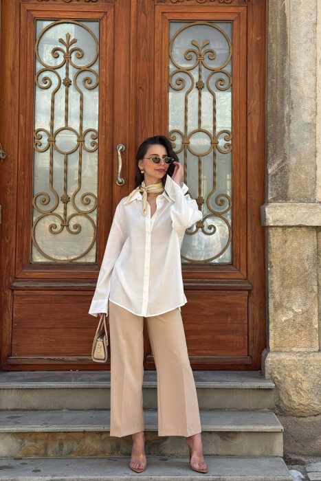 ONE COLOR BACK LACING DEIAILS WOMAN SHIRT WHITE-E BARDHE - 4