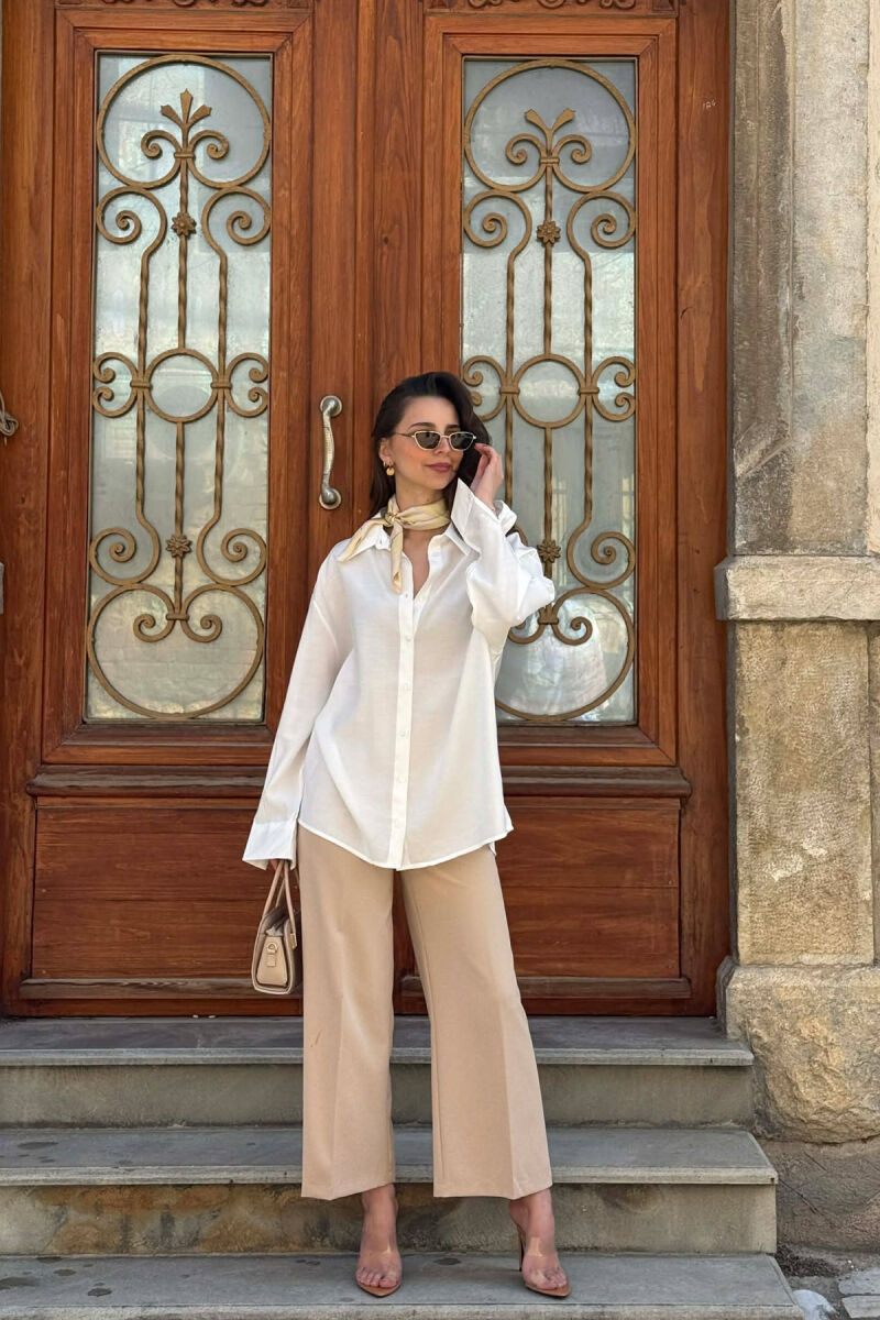 ONE COLOR BACK LACING DEIAILS WOMAN SHIRT WHITE-E BARDHE - 4