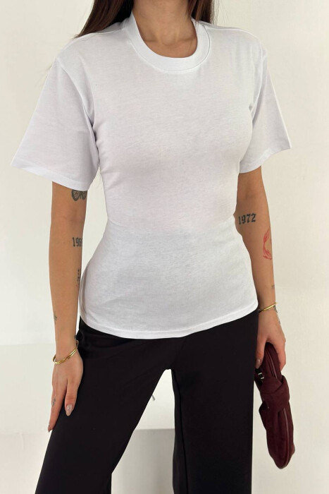 ONE COLOR BACK LACING WOMAN T-SHIRT WHITE-E BARDHE - 2