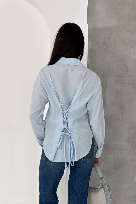 ONE COLOR BACK LACING WOMEN SHIRT LIGHTBLUE/BZ - 2