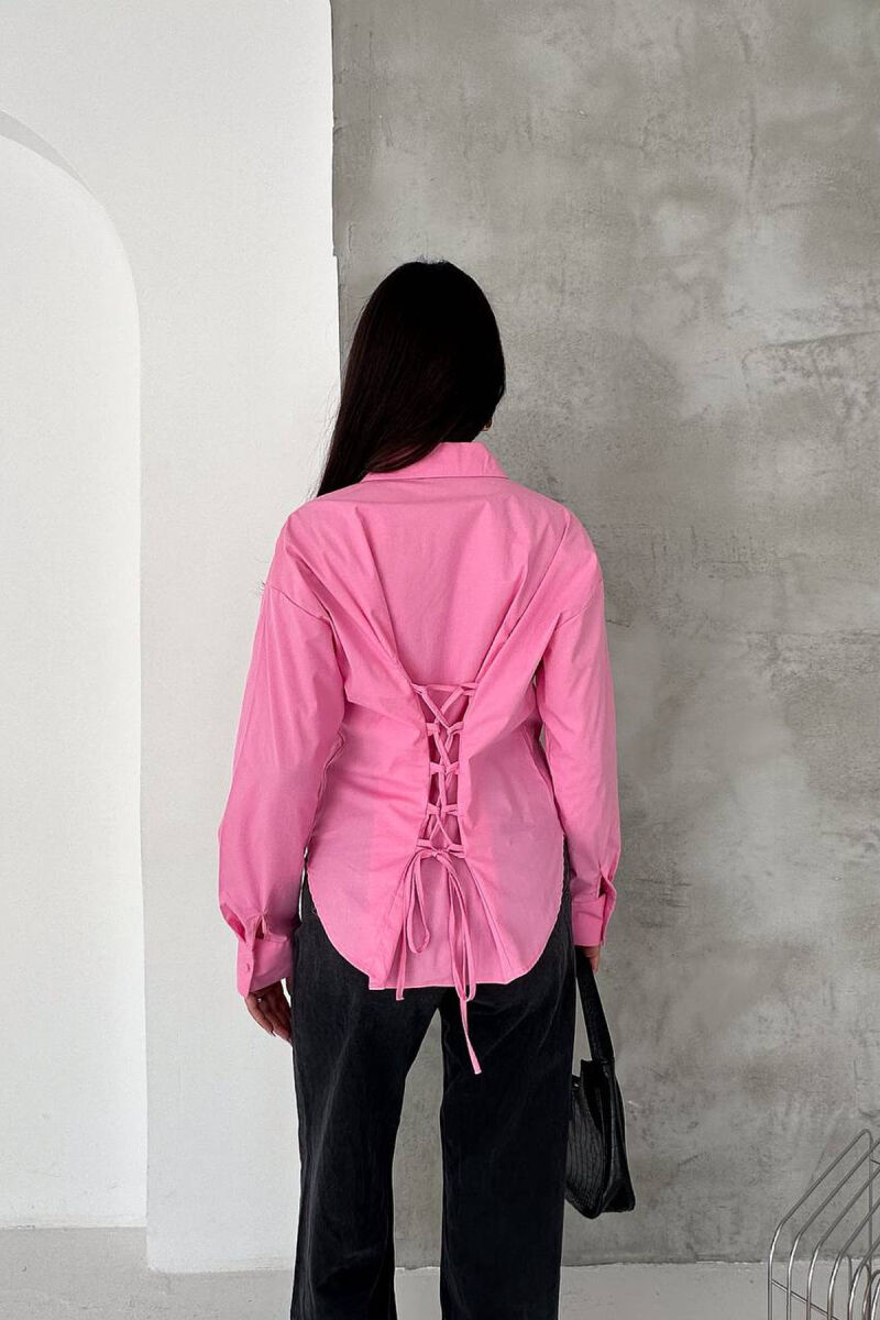 ONE COLOR BACK LACING WOMEN SHIRT PINK/ROZE - 2