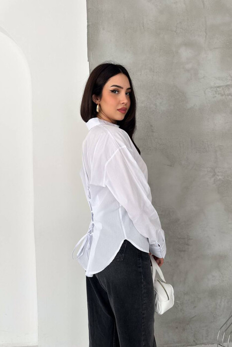 ONE COLOR BACK LACING WOMEN SHIRT WHITE-E BARDHE 