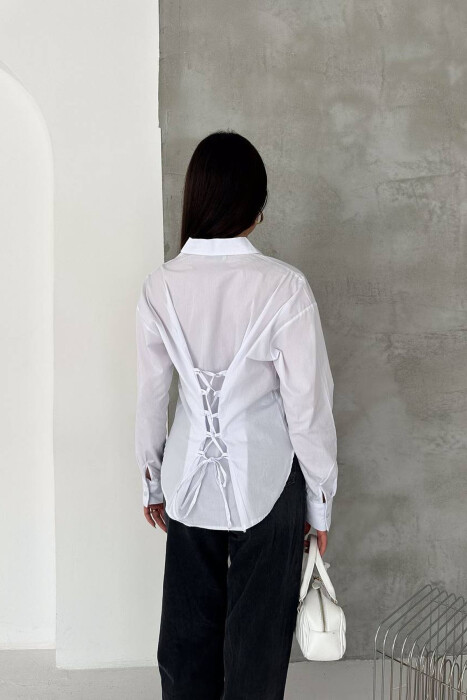 ONE COLOR BACK LACING WOMEN SHIRT WHITE-E BARDHE - 2