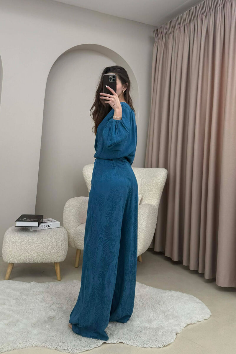 ONE COLOR BACK ZIPPER DETAIL WOMEN JUMPSUIT BLUE STONE/GK - 4