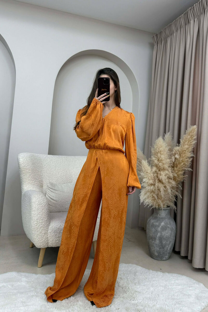 ONE COLOR BACK ZIPPER DETAIL WOMEN JUMPSUIT MUSTARD/MUSTARDE - 2