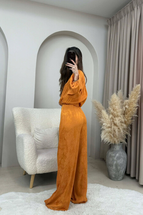 ONE COLOR BACK ZIPPER DETAIL WOMEN JUMPSUIT MUSTARD/MUSTARDE - 3