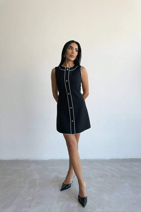 ONE COLOR BACK ZIPPER SLEEVELESS WOMEN DRESS BLACK/ E ZEZE - 1