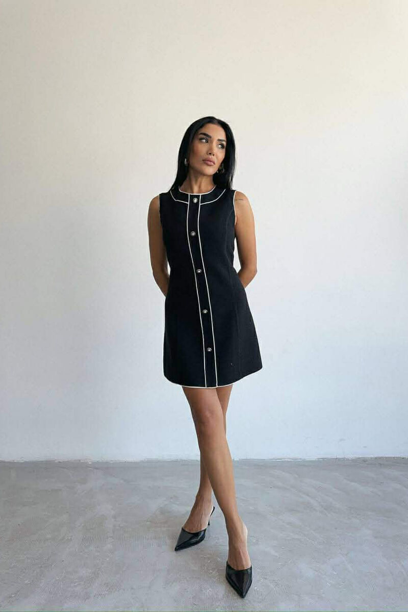 ONE COLOR BACK ZIPPER SLEEVELESS WOMEN DRESS BLACK/ E ZEZE - 1