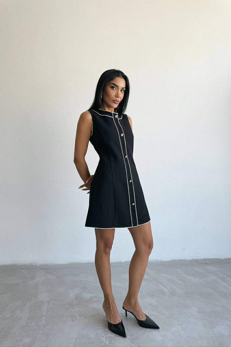 ONE COLOR BACK ZIPPER SLEEVELESS WOMEN DRESS BLACK/ E ZEZE - 2