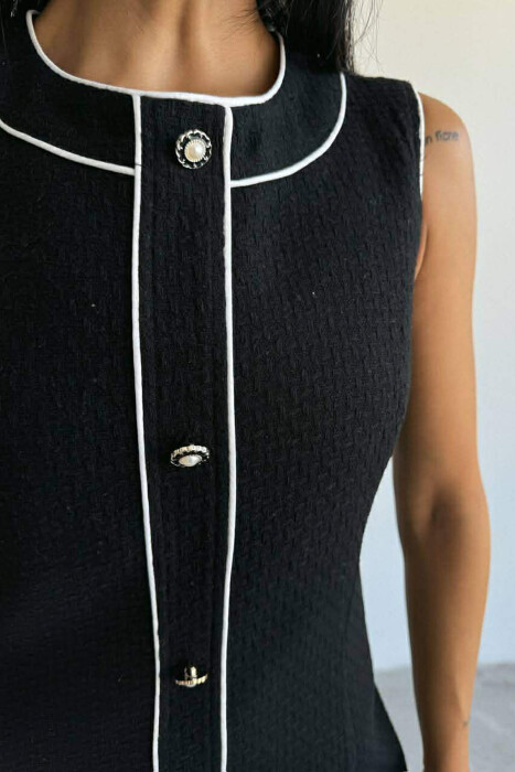 ONE COLOR BACK ZIPPER SLEEVELESS WOMEN DRESS BLACK/ E ZEZE - 3