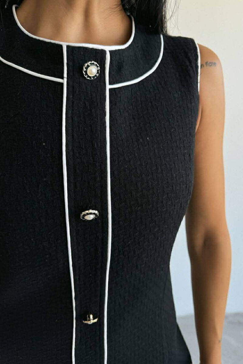 ONE COLOR BACK ZIPPER SLEEVELESS WOMEN DRESS BLACK/ E ZEZE - 3