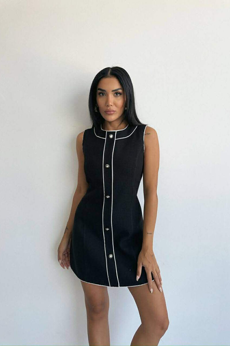 ONE COLOR BACK ZIPPER SLEEVELESS WOMEN DRESS BLACK/ E ZEZE - 4