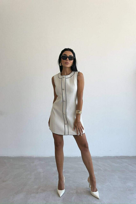 FUSTAN NJE NGJYRESH ME ZINXHIR NE PJESEN E PASME PER FEMRA NE NGJYRE KREM - KLAUDIO FASHION