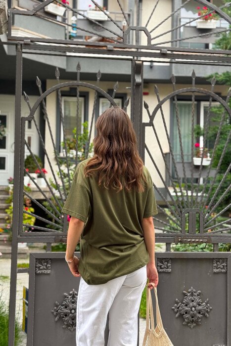 ONE COLOR BEAR IMAGE WOMAN T-SHIRT + 6 PAIR SOCKS OLIVE/ULLI - 4
