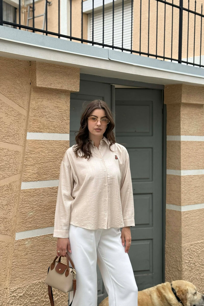 ONE COLOR BEAR LOGO WOMAN SHIRT BEIGE/BEZHE - 1