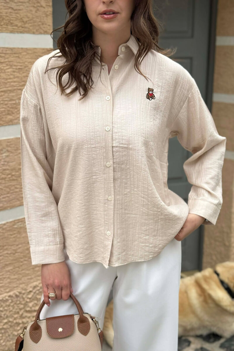 ONE COLOR BEAR LOGO WOMAN SHIRT BEIGE/BEZHE - 2