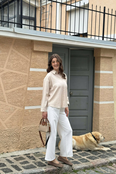 ONE COLOR BEAR LOGO WOMAN SHIRT BEIGE/BEZHE - 4