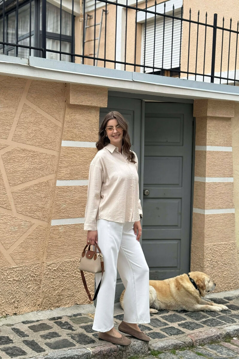 ONE COLOR BEAR LOGO WOMAN SHIRT BEIGE/BEZHE - 4