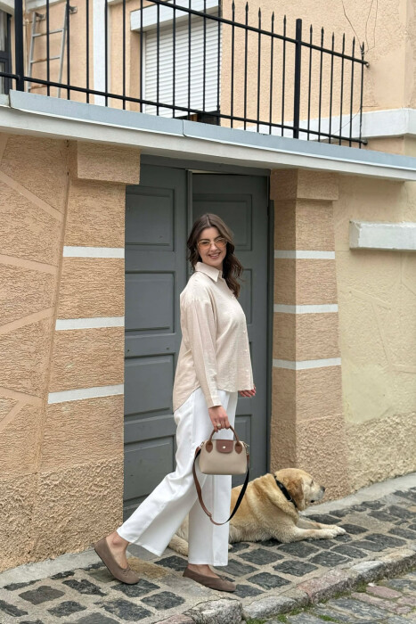 ONE COLOR BEAR LOGO WOMAN SHIRT BEIGE/BEZHE - 5