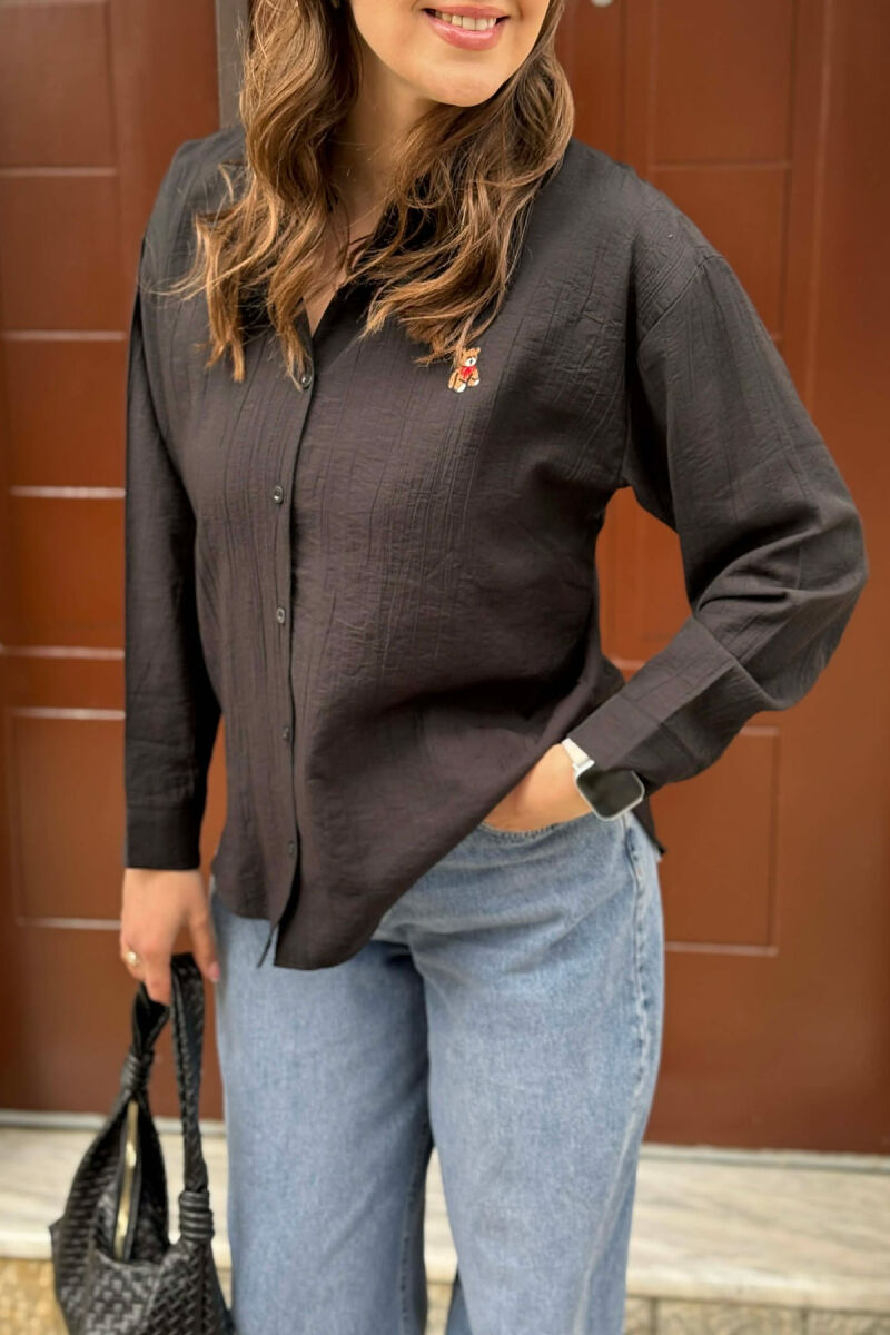 ONE COLOR BEAR LOGO WOMAN SHIRT BLACK/ E ZEZE - 2