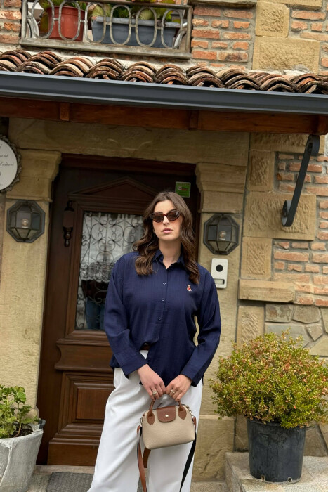 ONE COLOR BEAR LOGO WOMAN SHIRT BLUE/BLU - 1