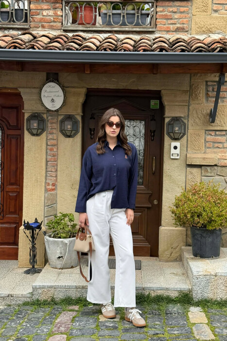 ONE COLOR BEAR LOGO WOMAN SHIRT BLUE/BLU - 4