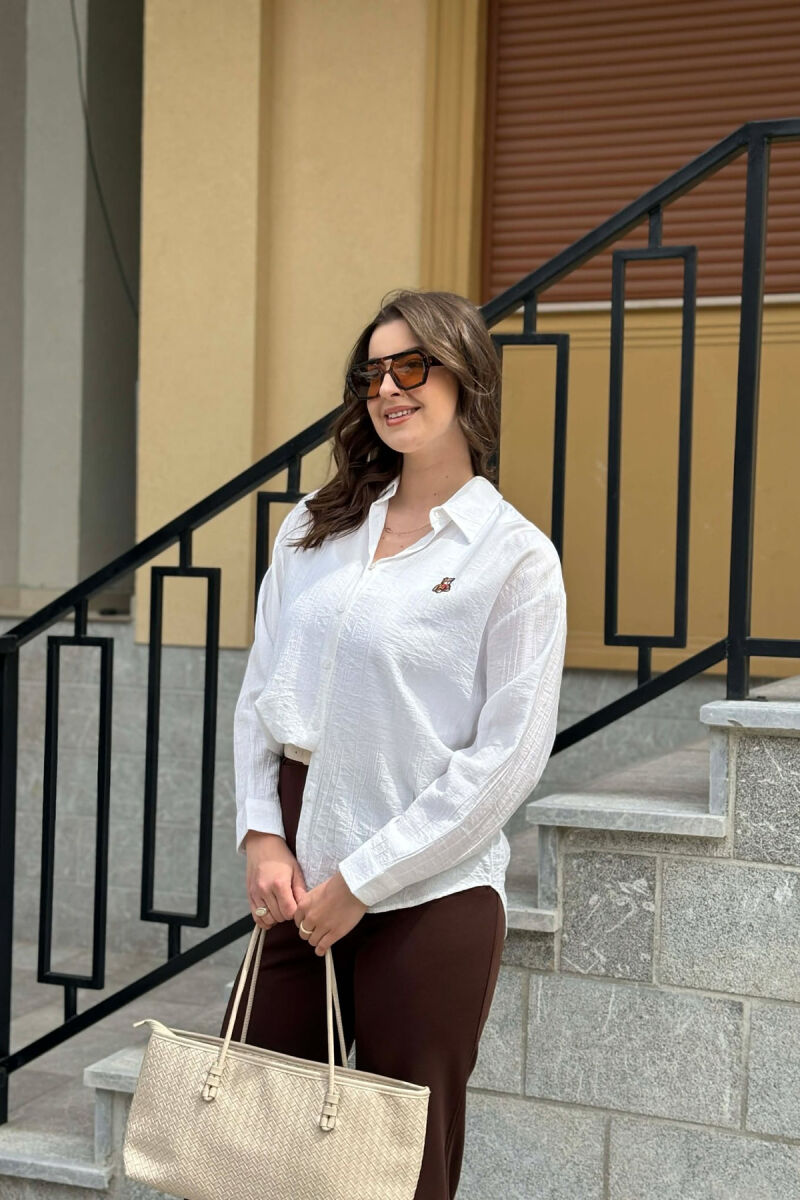 ONE COLOR BEAR LOGO WOMAN SHIRT WHITE-E BARDHE - 1