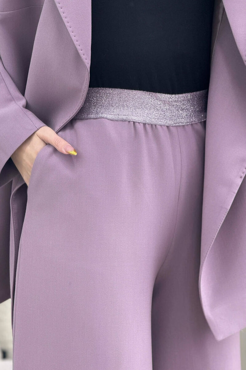 ONE COLOR BELT DETAIL JACKET+TROUSERS WOMEN SET VINEGAR/UTHULL - 4