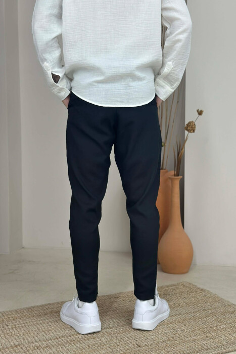 ONE COLOR BELT DETAIL MEN PANTS BLACK/ E ZEZE - 2