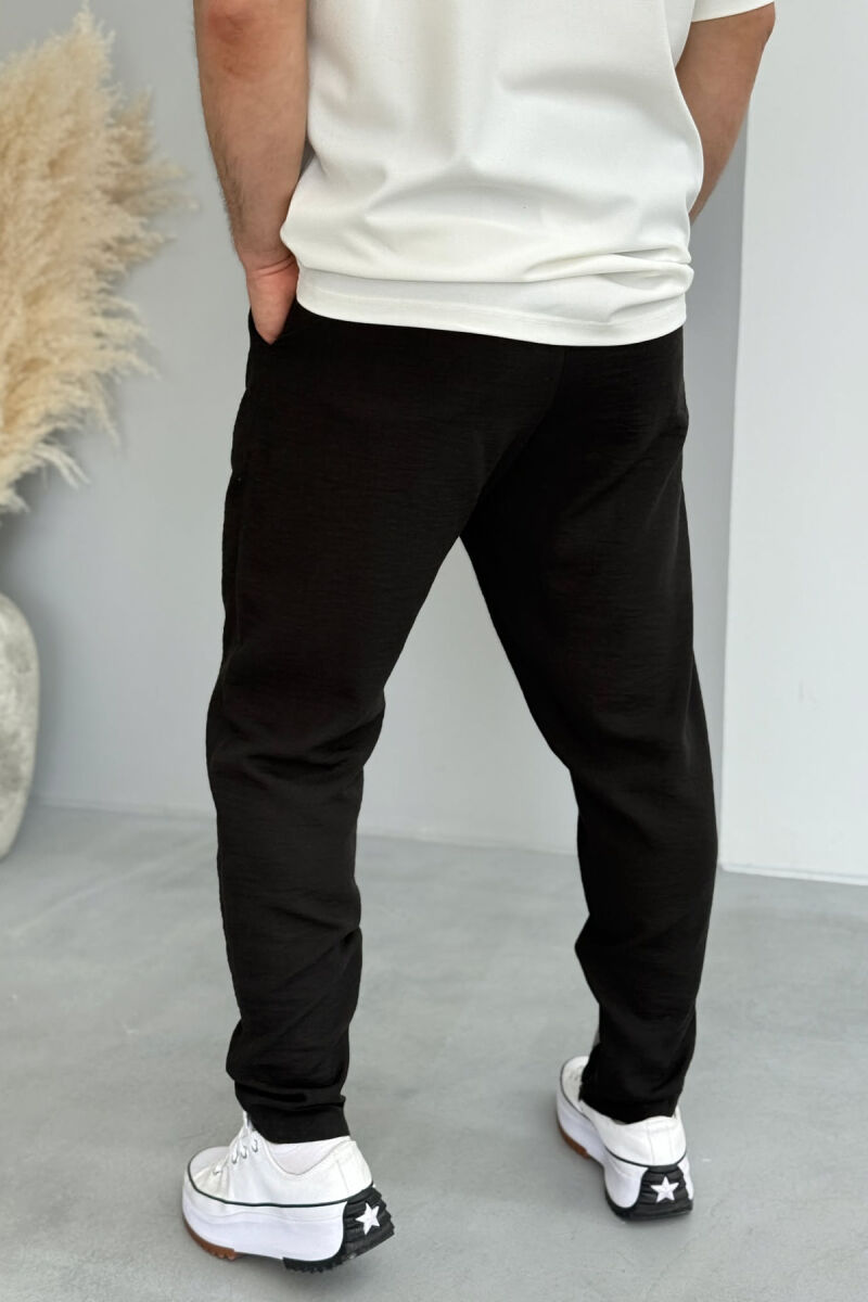 ONE COLOR BELT DETAIL MEN PANTS BLACK/ E ZEZE - 4