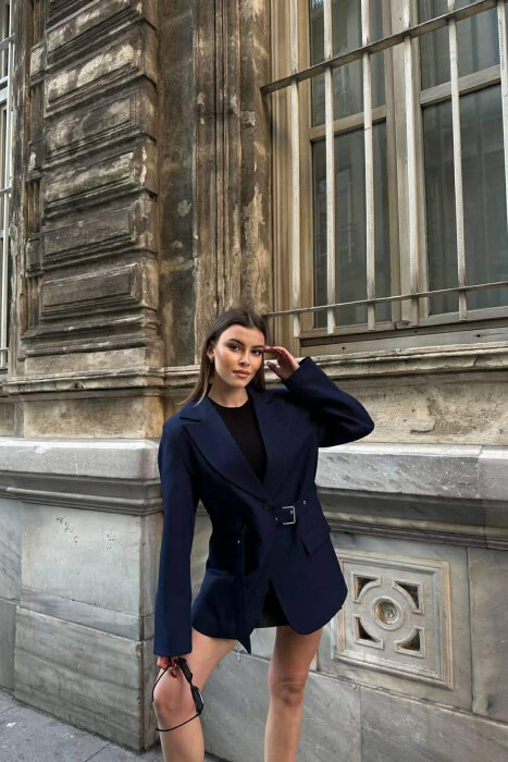 ONE COLOR BELT DETAIL WOMAN JACKET BLUE/BLU - 3