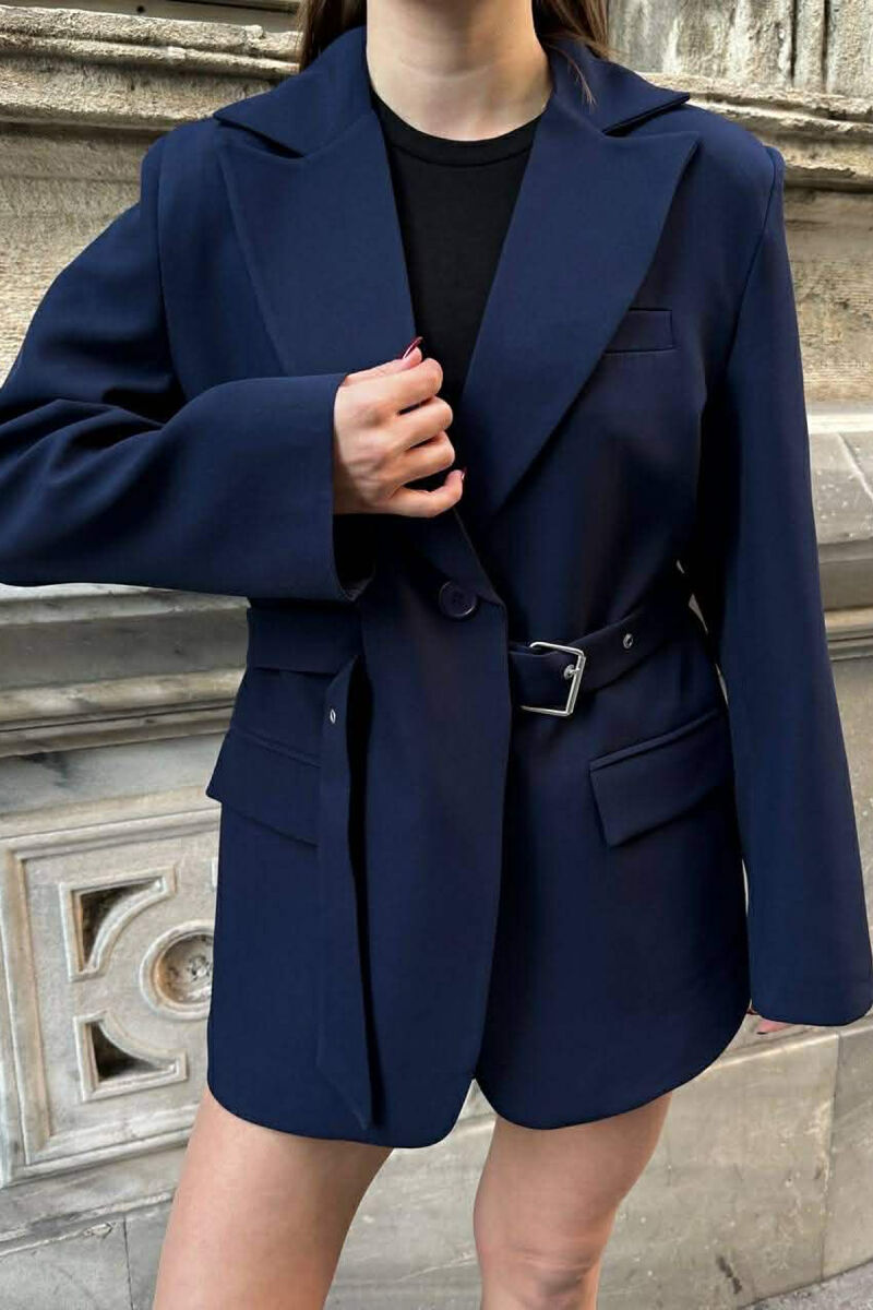 ONE COLOR BELT DETAIL WOMAN JACKET BLUE/BLU - 5