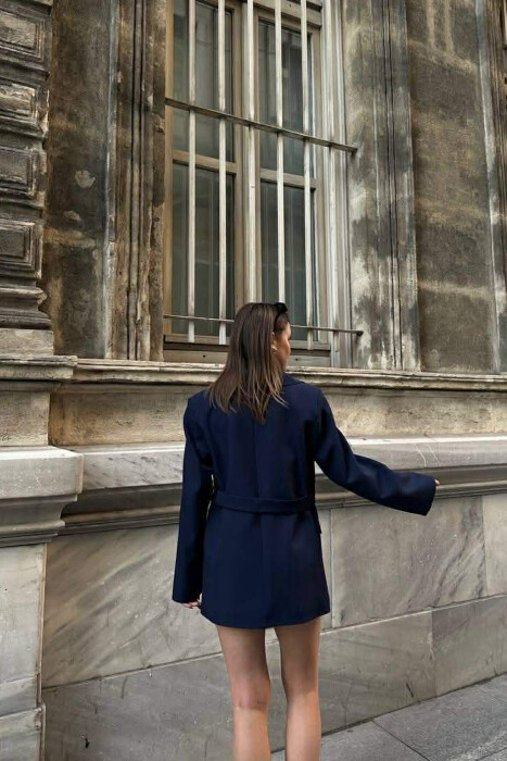 ONE COLOR BELT DETAIL WOMAN JACKET BLUE/BLU - 9