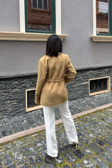 ONE COLOR BELT DETAIL WOMAN JACKET KHAKI / KAKI - 4
