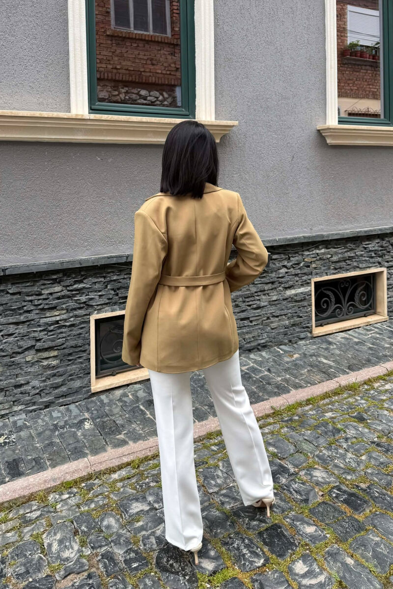 ONE COLOR BELT DETAIL WOMAN JACKET KHAKI / KAKI - 4