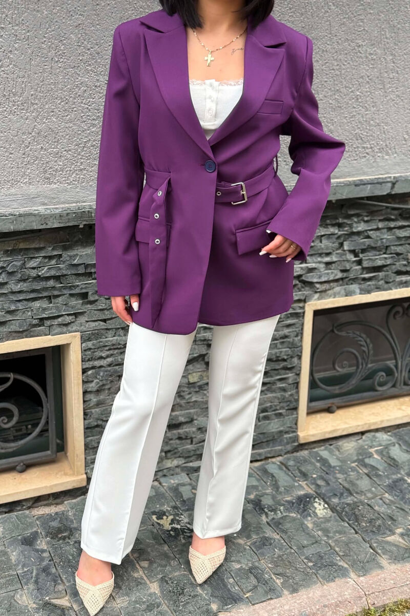 ONE COLOR BELT DETAIL WOMAN JACKET PURPLE/LEJLA - 2