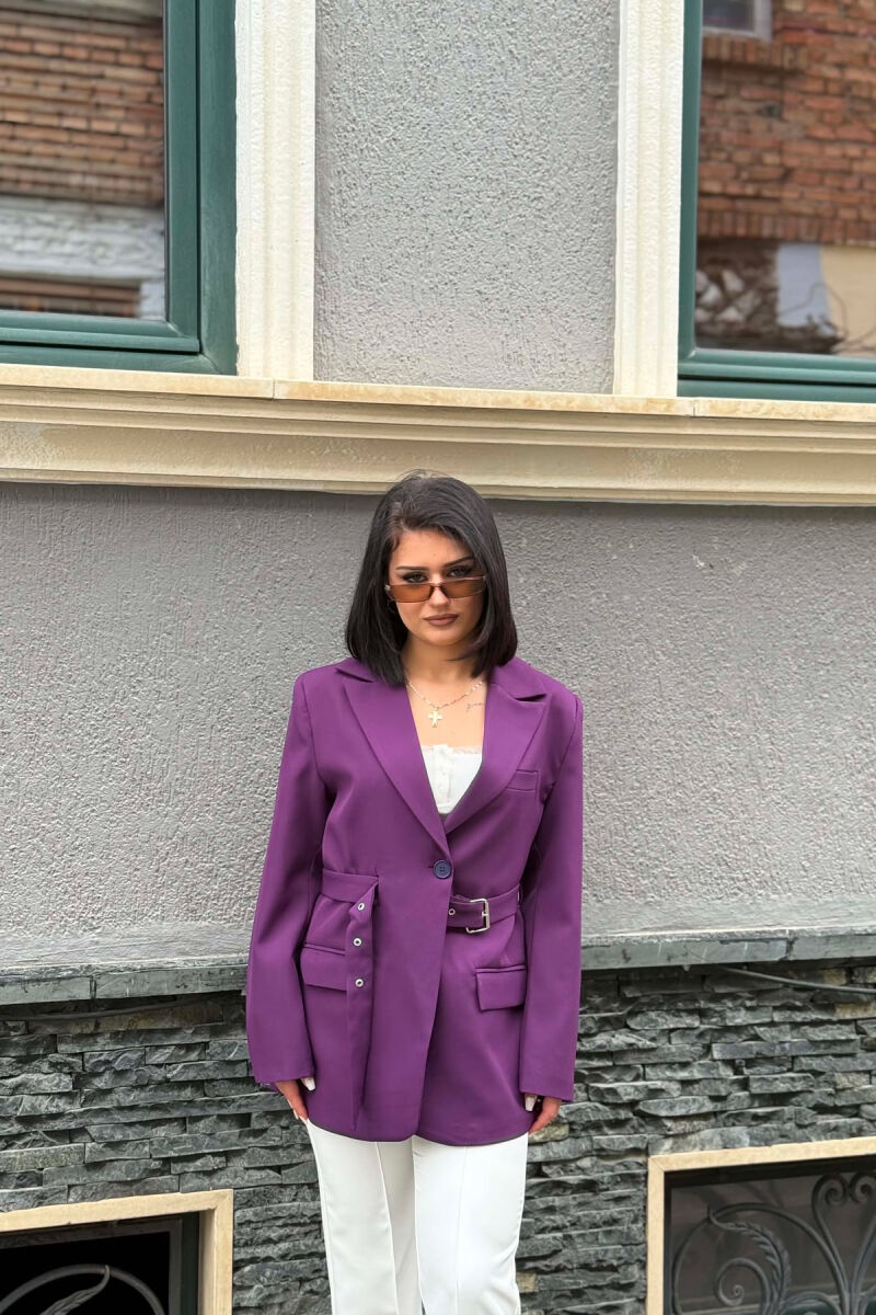 ONE COLOR BELT DETAIL WOMAN JACKET PURPLE/LEJLA - 4