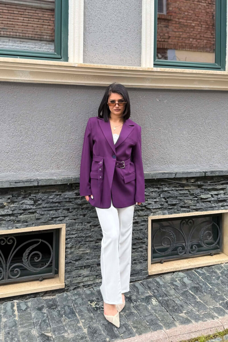 ONE COLOR BELT DETAIL WOMAN JACKET PURPLE/LEJLA - 6