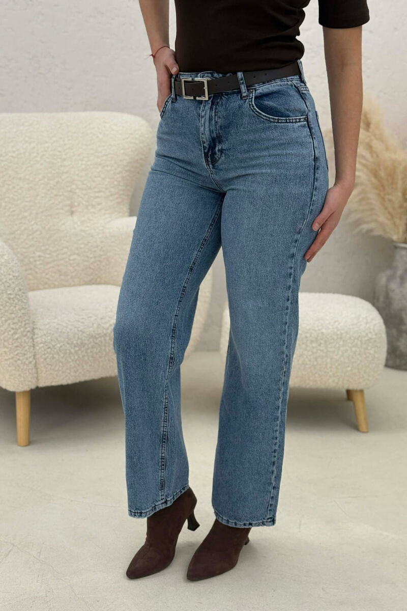 ONE COLOR BELT DETAIL WOMAN JEANS LIGHTBLUE/BZ - 2