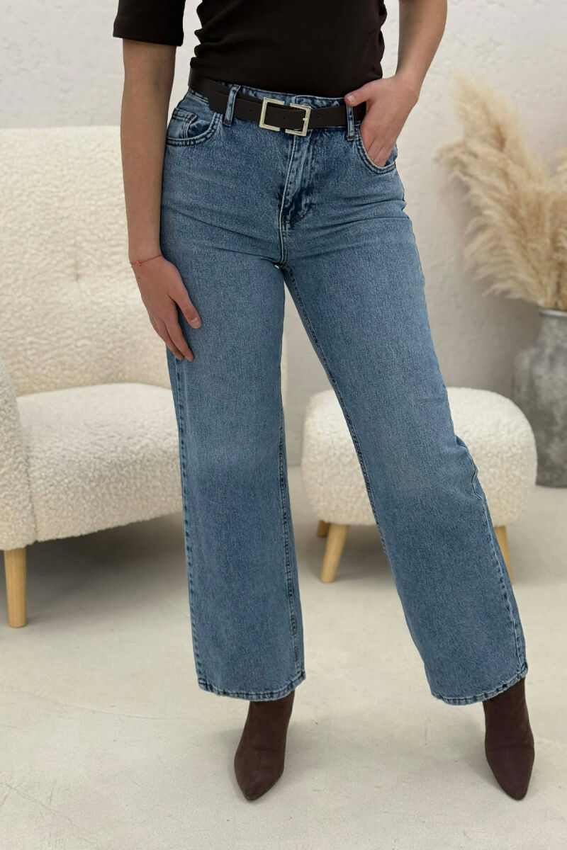 ONE COLOR BELT DETAIL WOMAN JEANS LIGHTBLUE/BZ - 5
