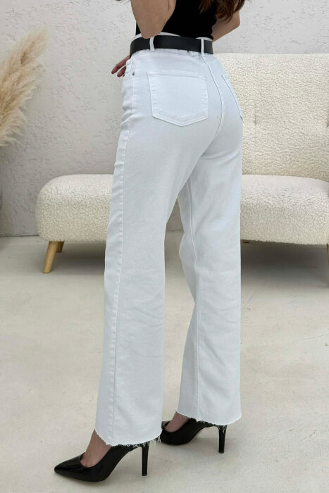 ONE COLOR BELT DETAIL WOMAN JEANS WHITE-E BARDHE - 8