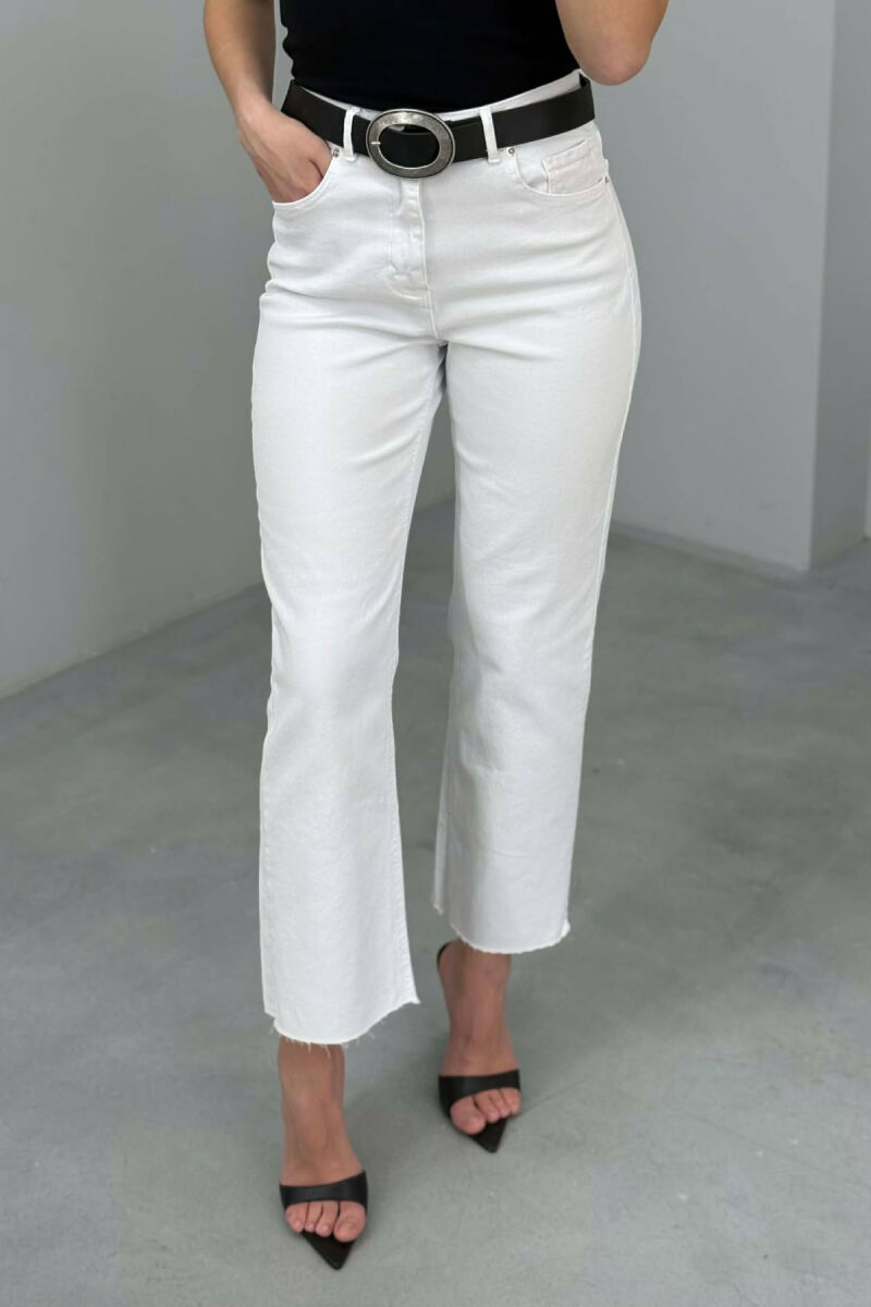 ONE COLOR BELT DETAIL WOMAN JEANS WHITE-E BARDHE - 2